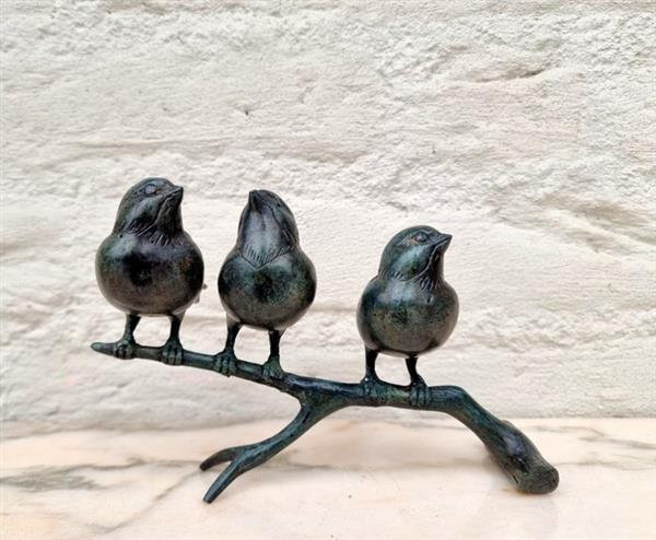 Grote foto beeldje 3 birds on a twig brons antiek en kunst curiosa en brocante