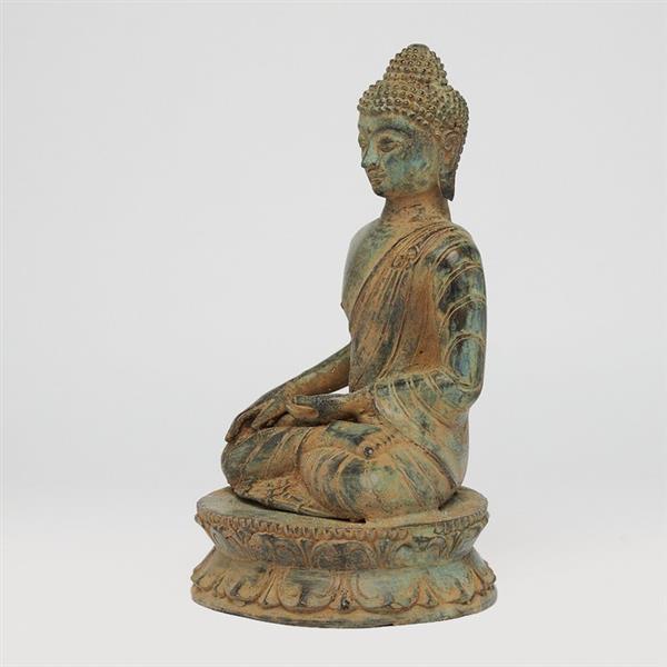 Grote foto beeld no reserve price patinated buddha statue bhumisparsa mudra 26 cm brons antiek en kunst curiosa en brocante