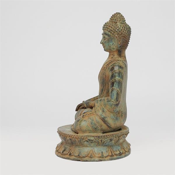 Grote foto beeld no reserve price patinated buddha statue bhumisparsa mudra 26 cm brons antiek en kunst curiosa en brocante