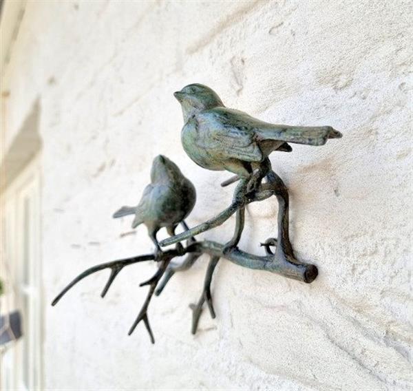 Grote foto beeldje birds on a branch wall art brons antiek en kunst curiosa en brocante