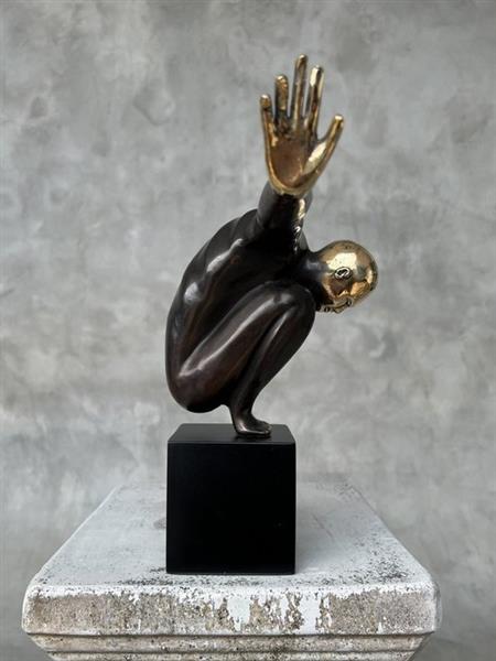Grote foto sculptuur no reserve price bronze statue of an olympic swimmer dark bronze with polished accents antiek en kunst curiosa en brocante