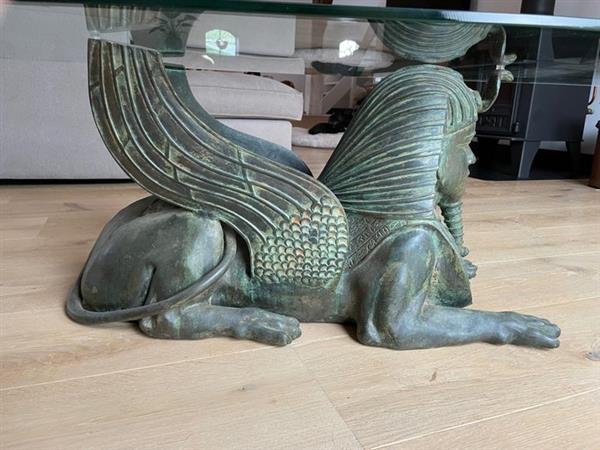 Grote foto salontafel seated sphinx egyptian revival brons antiek en kunst curiosa en brocante