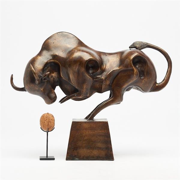 Grote foto sculptuur no reserve price bronze sculpture of a striking bull with base video link of produc antiek en kunst curiosa en brocante