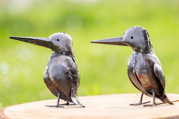 Grote foto figuur twee ijsvogels metaal antiek en kunst curiosa en brocante