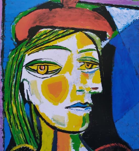 Grote foto pablo picasso 1881 1973 after femme au beret rouge 1937 40x50cm antiek en kunst curiosa en brocante