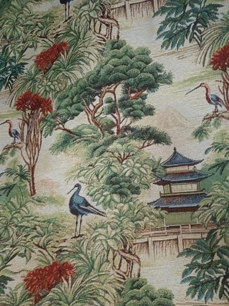 Grote foto 1 esclusivo tessuto art deco con pagoda giapponese 500x140 cm esclusivo tessuto art deco met p antiek en kunst curiosa en brocante