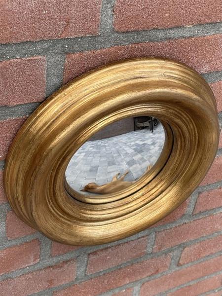 Grote foto wandspiegel convex spiegel heksenoog spiegel butlerspiegel ronde spiegel goudkleurige spieg antiek en kunst curiosa en brocante