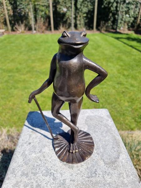 Grote foto beeldje the golfing frog brons antiek en kunst curiosa en brocante
