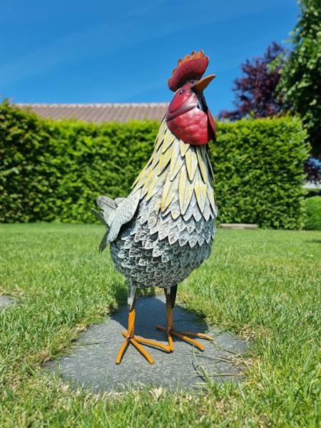 Grote foto beeldje a metal chicken ijzer gegoten gesmeed antiek en kunst curiosa en brocante