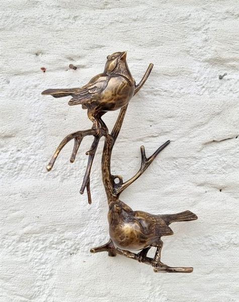 Grote foto beeldje birds wall art brons antiek en kunst curiosa en brocante