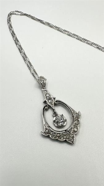 Grote foto ketting met hanger 14 karaat witgoud diamant antiek en kunst curiosa en brocante