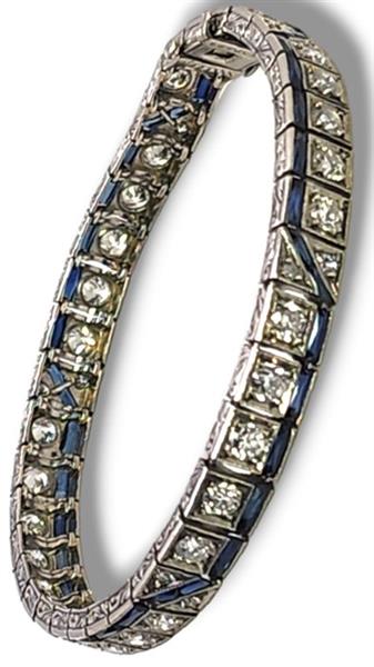 Grote foto armband platina art deco platina 7 5 karaat diamanten saffierarmband antiek en kunst curiosa en brocante