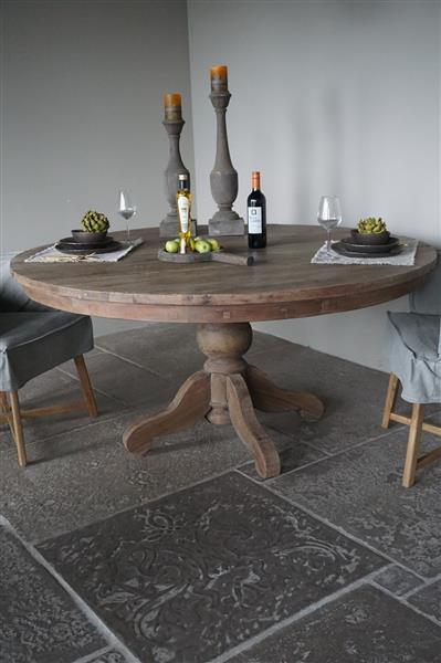 Grote foto eetkamertafel rond hout 160 x h80 cm bruin huis en inrichting woningdecoratie