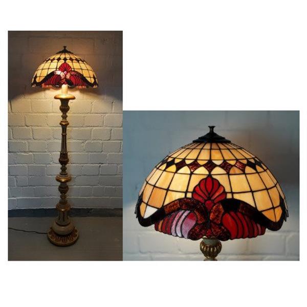 Grote foto dise ada rococ estilo staande lamp glas in lood hout antiek en kunst curiosa en brocante