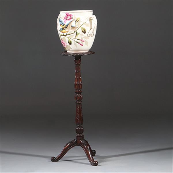 Grote foto piedestal lampetafel in eikenhout met verdiept blad ca 1900 no.941810 antiek en kunst stoelen en banken
