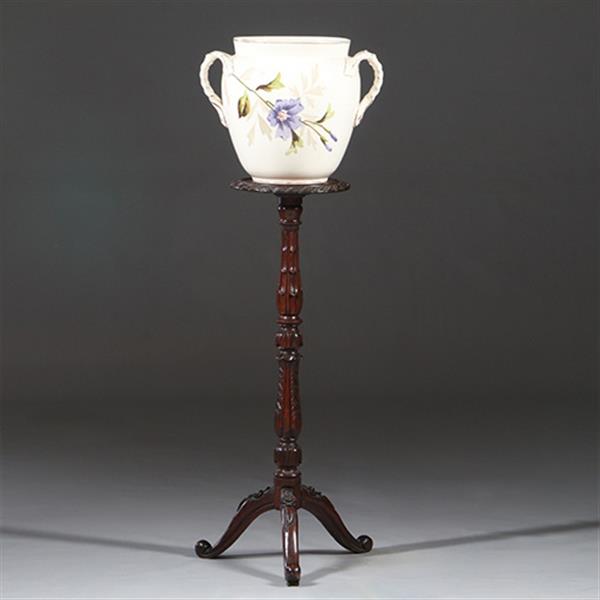 Grote foto piedestal lampetafel in eikenhout met verdiept blad ca 1900 no.941810 antiek en kunst stoelen en banken