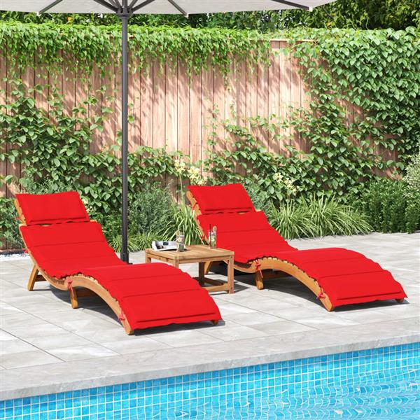 Grote foto vidaxl ligstoelen met kussens 2 st massief acaciahout rood tuin en terras tuinmeubelen