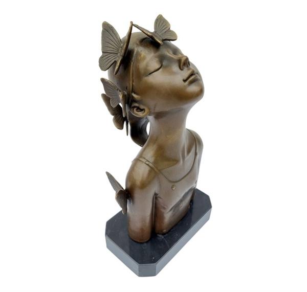 Grote foto sculptuur butterfly girl 30 cm brons marmer antiek en kunst curiosa en brocante