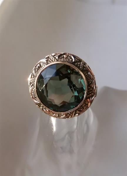 Grote foto art deco ring 8 karaat geel goud spinel antiek en kunst curiosa en brocante