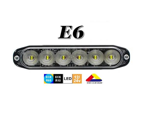 Grote foto e6 hoog kwaliteit 3 kleuren led flitser 3 x 6 x 3 watt ece r65 klasse 1 2 emc 12 24v auto onderdelen overige auto onderdelen