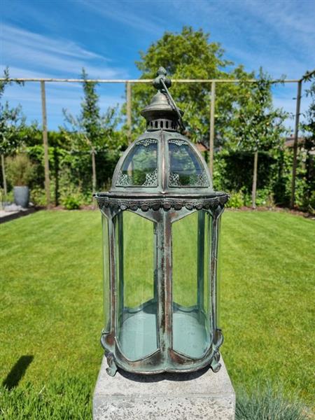 Grote foto lantaarn glas metal antiek en kunst curiosa en brocante