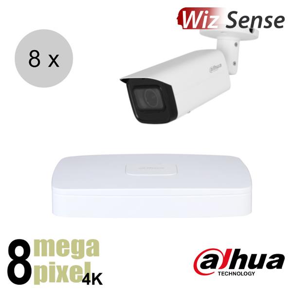 Grote foto dahua 4k ip cameraset wizsense 8 bullet camera motorzoom starlight 60m ips88dbm1 audio tv en foto videobewakingsapparatuur