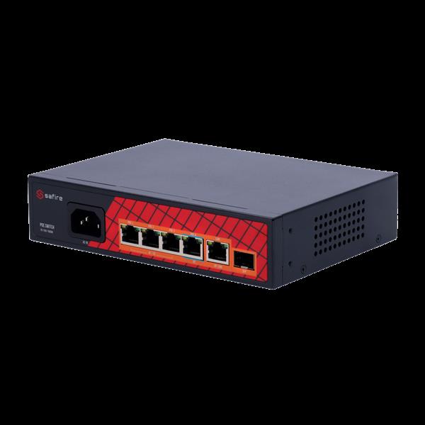 Grote foto safire poe switch 65w unmanaged 4 poorten 2 uplink tot 1000mbps sf sw0604hipoe gf 65 computers en software netwerkkaarten routers en switches