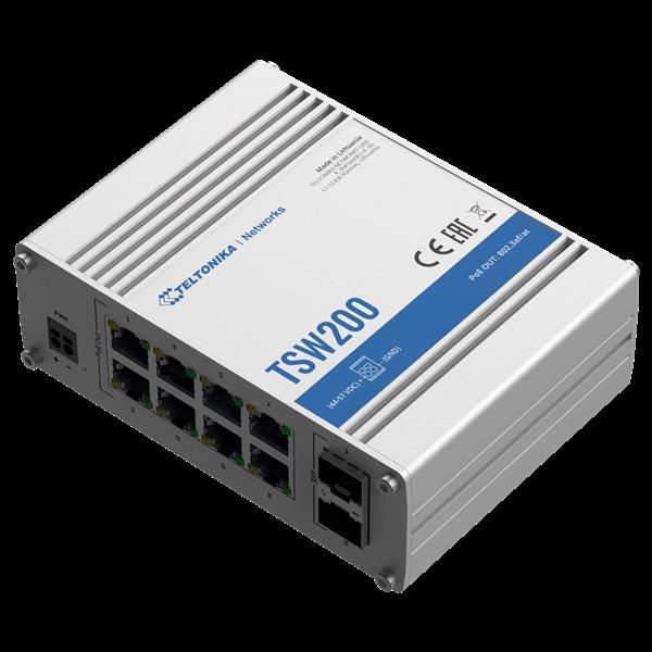 Grote foto teltonika poe switch 8 poorten 2 uplink 240w tot 1000mbps tk tsw200 computers en software netwerkkaarten routers en switches