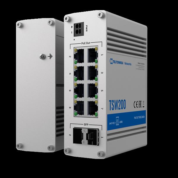 Grote foto teltonika poe switch 240w unmanaged 8 poorten 2 uplink tot 1000mbps tk tsw200 computers en software netwerkkaarten routers en switches