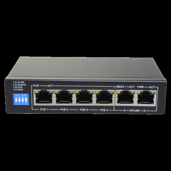 Grote foto safire poe switch 60w unmanaged 4 poorten 2 uplink tot 1000mbps sf sw0604poe g 60 computers en software netwerkkaarten routers en switches