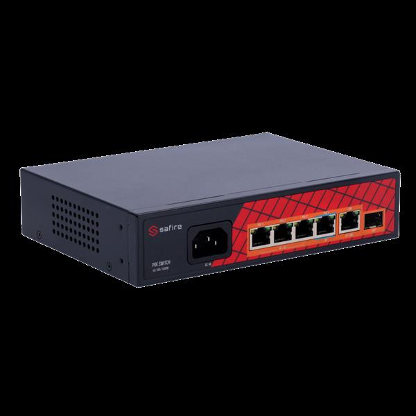 Grote foto safire poe switch 65w unmanaged 4 poorten 2 uplink tot 1000mbps sf sw0604hipoe gf 65 computers en software netwerkkaarten routers en switches