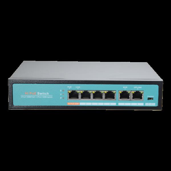 Grote foto poe switch 4 poorten 2 uplink 65w tot 100mbps sw0604hipoe 60 computers en software netwerkkaarten routers en switches