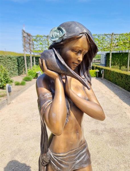 Grote foto sculptuur a semi nude bronze woman with fountain 144 cm brons antiek en kunst curiosa en brocante