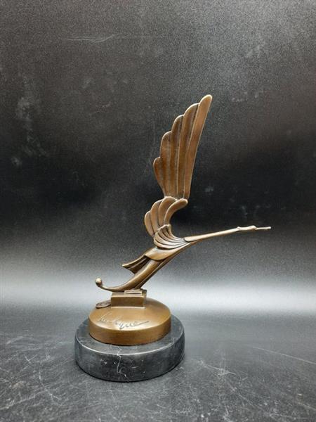 Grote foto beeld bronze stork car mascot 20.5 cm brons marmer antiek en kunst curiosa en brocante