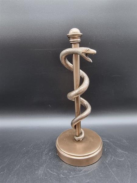 Grote foto beeld large rod of asclepius pharmacists statue 28 cm polyresin koudbronsverf antiek en kunst curiosa en brocante