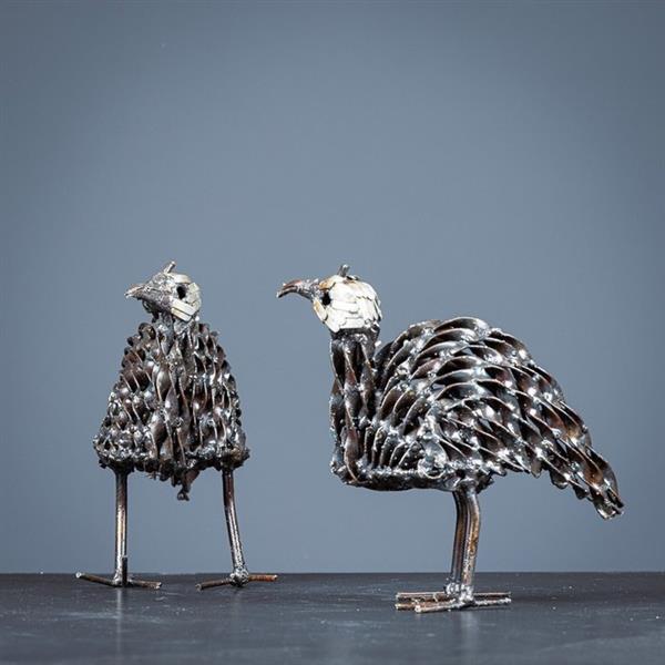 Grote foto sculptuur twee kroonkraanvogels 200 mm metaal antiek en kunst curiosa en brocante