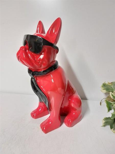 Grote foto beeld franse buldog rood met zonnebril 37 cm polyester antiek en kunst curiosa en brocante