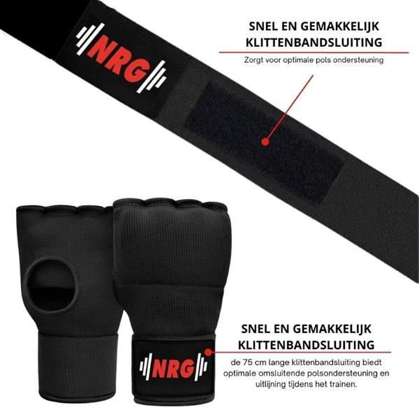 Grote foto nrg fitness gel binnenhandschoenen met bandage maat s sport en fitness vechtsporten en zelfverdediging