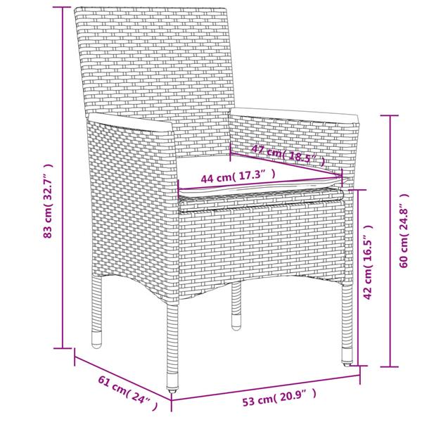 Grote foto vidaxl 5 delige loungeset met kussens poly rattan en acaciahout zwart tuin en terras tuinmeubelen