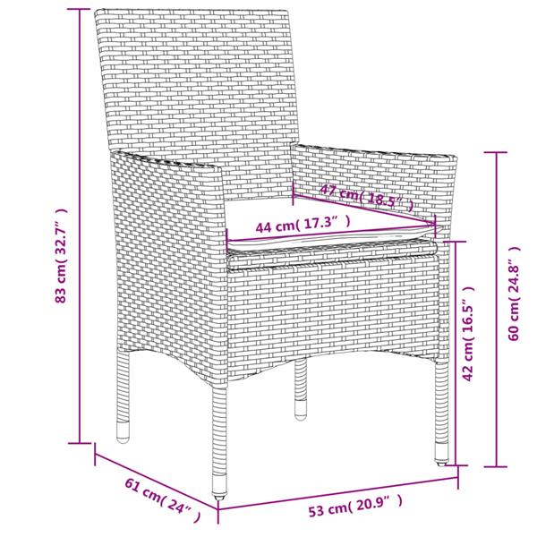 Grote foto vidaxl 5 delige tuinset met kussens poly rattan en glas bruin tuin en terras tuinmeubelen