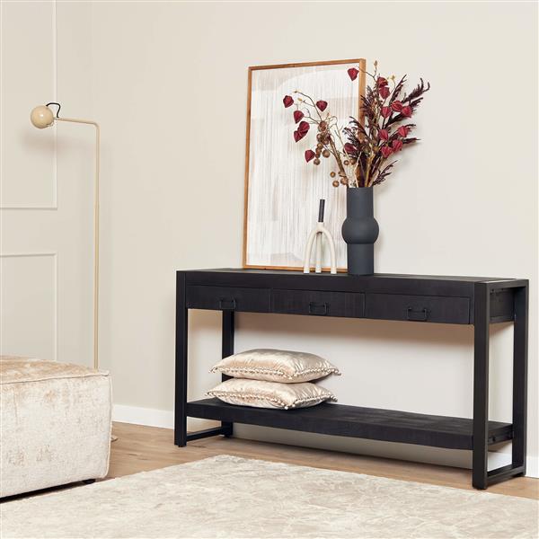 Grote foto zwarte sidetable britt black 150 cm huis en inrichting eettafels