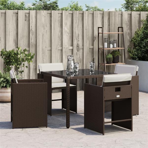 Grote foto vidaxl tuinstoelen 4 st met kussens poly rattan bruin tuin en terras tuinmeubelen