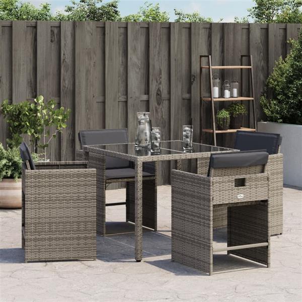 Grote foto vidaxl tuinstoelen 4 st met kussens poly rattan grijs tuin en terras tuinmeubelen