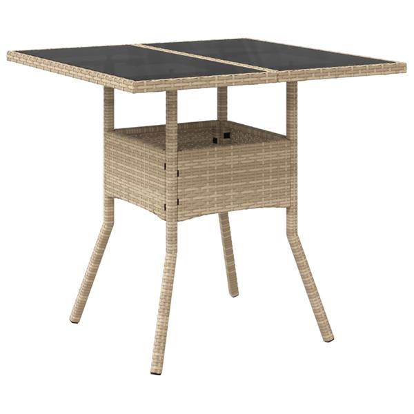 Grote foto vidaxl 3 delige tuinset met kussens poly rattan en glas beige tuin en terras tuinmeubelen