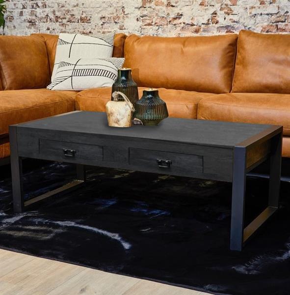 Grote foto zwarte salontafel britt black 120 met lades huis en inrichting eettafels