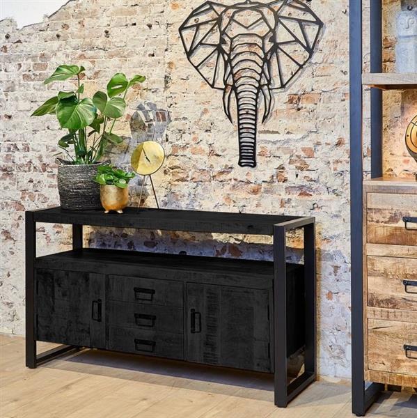 Grote foto zwart dressoir britt black 135 cm met lades en deuren huis en inrichting overige