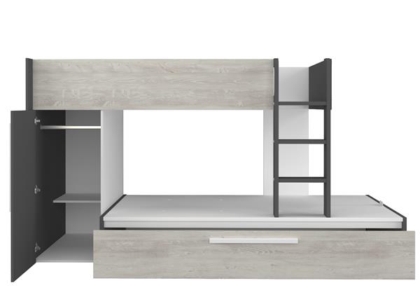Grote foto jules stapelbed met kast en slaaplade 90x200 antraciet trasman huis en inrichting bedden