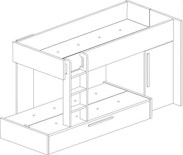 Grote foto jules stapelbed met kast en slaaplade 90x200 antraciet trasman huis en inrichting bedden