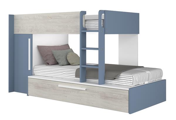 Grote foto jules stapelbed met kast en slaaplade 90x200 blauw trasman huis en inrichting bedden