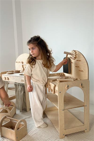 Grote foto houten werkbank met gereedschapskist werkbank kinderen en baby overige